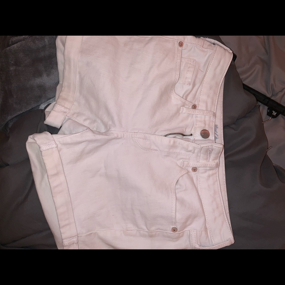 White jean shorts.
